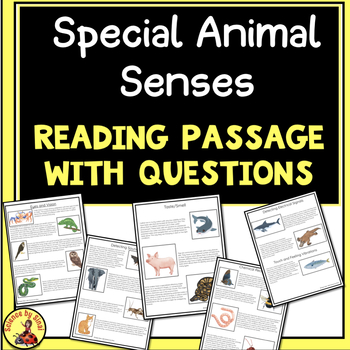 Preview of SPECIAL ANIMAL SENSES Reading Passage with Questions on Sensory Receptors