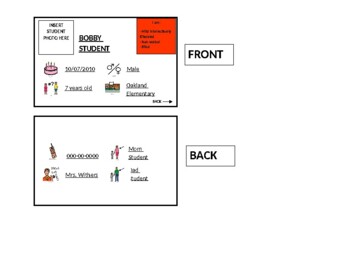 Preview of SPECIAL EDUCATION PERSONAL IDENTIFICATION CARD