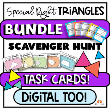 Preview of SPECIAL RIGHT TRIANGLES SCAVENGER HUNT & TASK CARDS BUNDLE! Digital & PDF