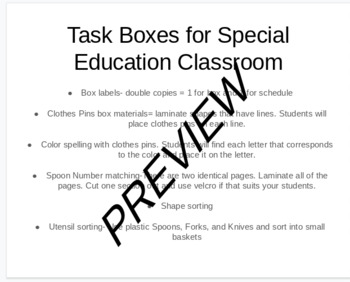 Preview of SPED Activity Boxes