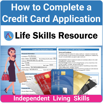 Preview of Credit Card Application Life Skills Activity and Worksheet for Personal Finance