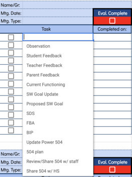 Preview of SPED Evaluation Task Tracker