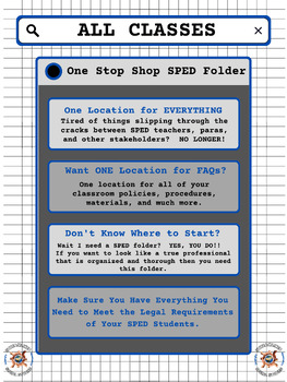 Preview of SPED Folder: Classroom Teacher, Para, and SPED Teacher One Stop Shop