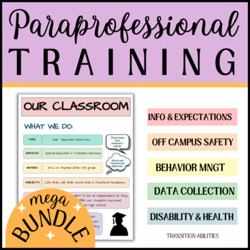 Preview of Editable PARAPROFESSIONAL TRAINING BINDER | SPED High School Transition | Bundle