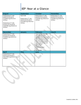 Preview of SPED IEP Year at a Glance