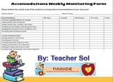 SPED Inclusion Accomodations Weekly Monitoring Form