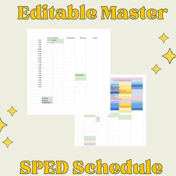 Preview of SPED Schedule Spreadsheet - Editable