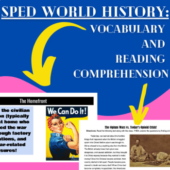 Preview of SPED World History Resources: Vocab & Reading Comprehension