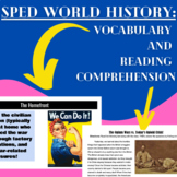 SPED World History Resources: Vocab & Reading Comprehension