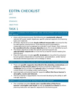 Preview of SPED edTPA Checklist