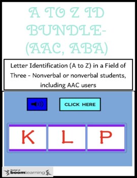Preview of SPEECH THERAPY BOOM CARDS BUNDLE: LETTER ID (ENTIRE ALPHABET) IN A FIELD OF 3