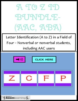 Preview of SPEECH THERAPY BOOM CARDS BUNDLE: LETTER ID (ENTIRE ALPHABET) IN A FIELD OF 4