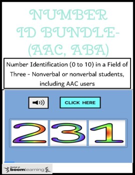 Preview of SPEECH THERAPY BOOM CARDS BUNDLE: NUMBER ID (0 to 10) IN A FIELD OF THREE