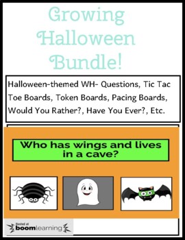 Preview of SPEECH THERAPY BOOM CARDS: Halloween Themed Growing Bundle!