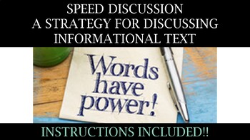Preview of SPEED DISCUSSION--A strategy for discussing informational text!