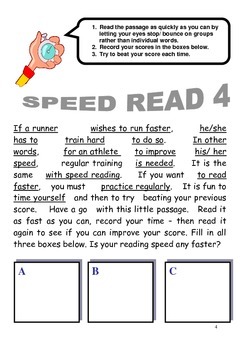 FREEBIE: Speed Reading Worksheets: simple skills to increase reading rate