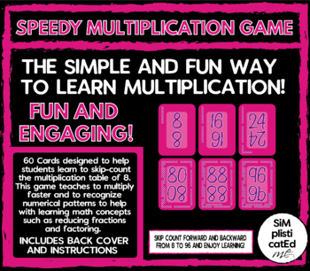 Speedy The Multiplication Card Game 8 Times Table Skip Counting Arrays