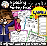 SPELLING ACTIVITIES FOR ANY WORD LIST