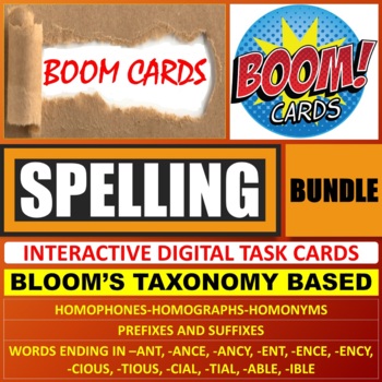 Preview of SPELLING: BOOM CARDS - BUNDLE