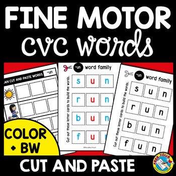 Preview of BUILDING CVC WORD FAMILY WORKSHEETS CUT & PASTE SPELLING LIST ACTIVITY MATS