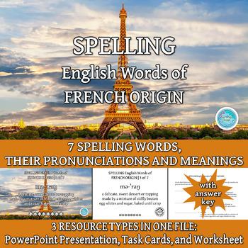 Preview of SPELLING English Words of FRENCH ORIGIN