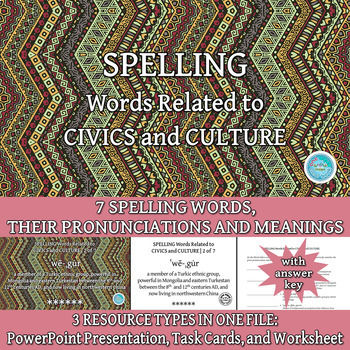 Preview of SPELLING Words Related to CIVICS and CULTURE