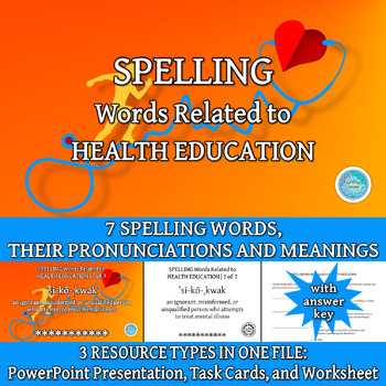 Preview of SPELLING Words Related to HEALTH EDUCATION
