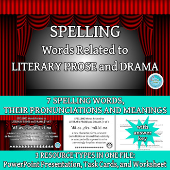 Preview of SPELLING Words Related to LITERARY PROSE and DRAMA