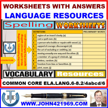 Preview of SPELLINGS: WORKSHEETS WITH ANSWERS