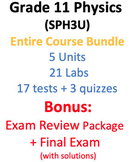 SPH3U Grade 11 Physics University prep - Entire Course Bun