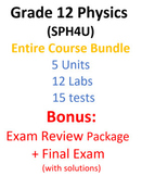 SPH4U Grade 12 Physics University prep- Entire Course Bundle.