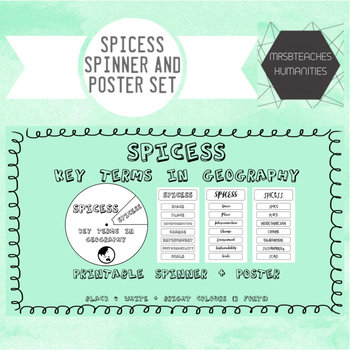 Preview of SPICESS - Key terms in Geography - spinner and poster set
