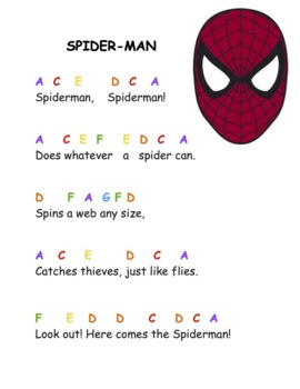 SPIDER-MAN PIANO - EASY FOR BEGINNERS SONG by teaching4today | TPT