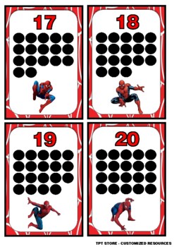 Preview of SPIDERMAN Counting Dots 1-20 - NUMBERS FLASHCARDS