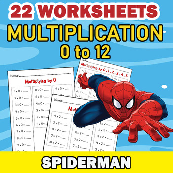 Preview of SPIDERMAN Multiplication Worksheets 0 to 12 | 22 PAGES