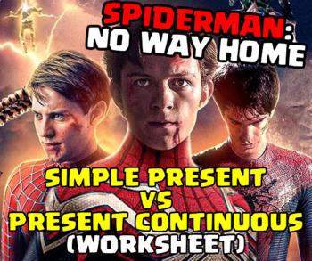 Preview of SPIDERMAN: NO WAY HOME │MOVIE WORKSHEET │ SIMPLE PRESENT VS PRESENT CONTINUOUS