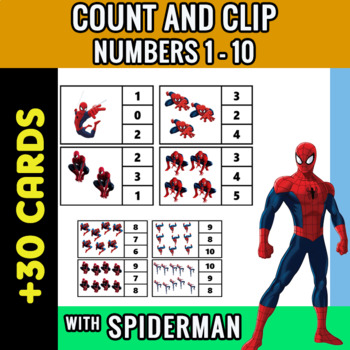 Preview of SPIDERMAN Numbers COUNT AND CLIP GAME 1 - 10