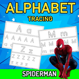 SPIDERMAN Tracing Alphabet Uppercase + Lowercase WORKSHEET