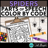 SPIDERS color by code HALLOWEEN coloring page PARTS OF SPE