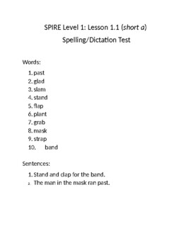 Spire Level 1 and 2 Spelling Pattern Review Lists and Homework