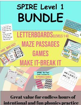 Preview of SPIRE Level 1 BUNDLE-Letterboards(1-4),MAZE, 4 games, Making words, Phonics