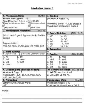 Preview of SPIRE Level 2 4th Edition Lesson Plans ALL 49 LESSONS for ENTIRE KIT S.P.I.R.E.