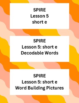 Preview of SPIRE Short e decodable word cards