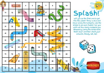 Preview of SPLASH! Math Board Game to Practice Addition up to 100