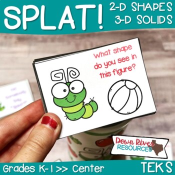 Preview of SPLAT! Kindergarten 2-D Shapes and 3-D Solids Math Center {TEKS}