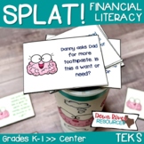 SPLAT! Kindergarten Personal Financial Literacy Math Cente