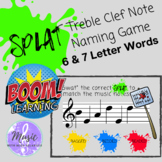 SPLAT! Treble Clef Note Naming Boom Cards (6 & 7 Letter Wo