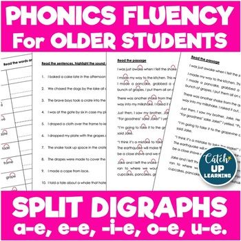 Preview of Long Vowels VCe Silent e Phonics Intervention Review Older Readers