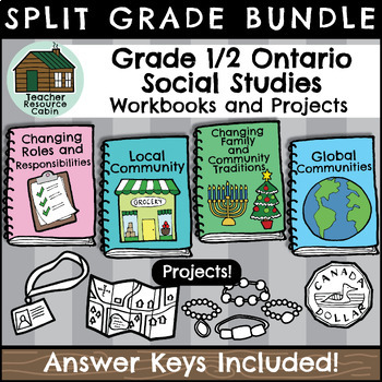 Preview of Grade 1/2 Social Studies Workbooks and Projects (Ontario Curriculum)