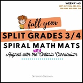 SPLIT GRADES 3/4 Ontario Math | Spiral Math Mats | Full Ye